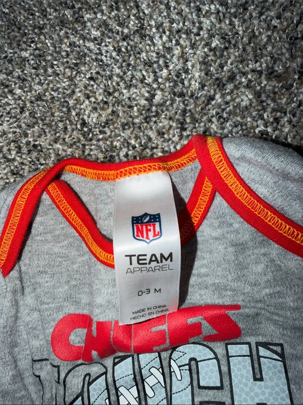Chiefs 'Touchdown' Gray & Red Baby One-Piece Bodysuit